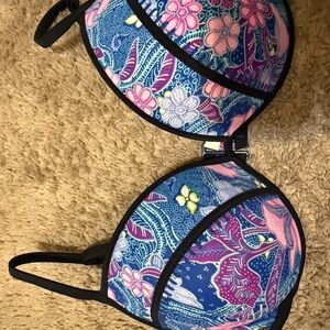 Victoria’s Secret Colorful Floral Bikini Top - Blue & Pink